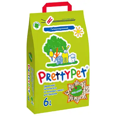 PrettyCat древесный наполнитель для грызунов и птиц осиновый 