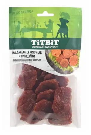 Купить titbit лакомство для собак Медальоны мясные из индейки Меню от Шефа